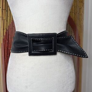 90s Black Wide Leather Belt